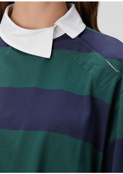 Lacivert Yeşil Çizgili Polo Sweatshirt indirimleri