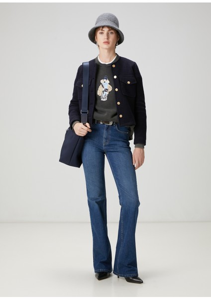 Mavi Taşlı Slouchy Jean Pantolon