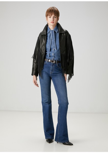 Mavi Taşlı Slouchy Jean Pantolon modelleri