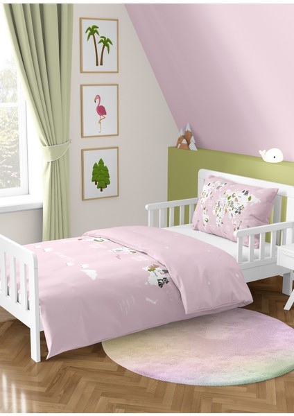 Atlas Pembe %100 Organik Pamuk Saten Tek Kişilik Çocuk Nevresim Takımı modelleri