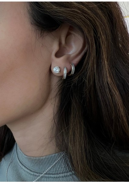 Çift Sıra 14 Ayar Altın Pırlanta Kadın Halka Küpe fiyatları