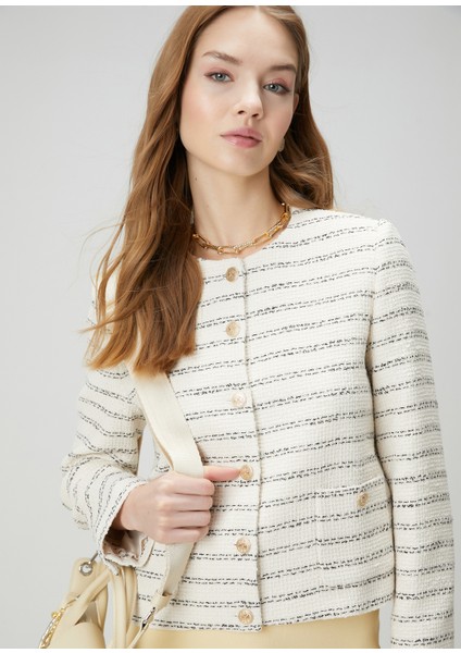 Ekru Tweed Ceket