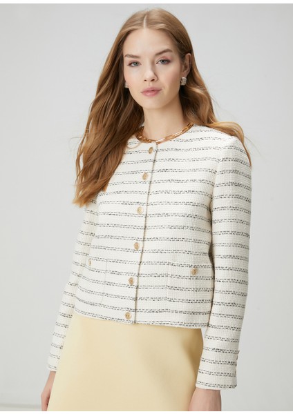Ekru Tweed Ceket modelleri