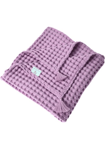 Lila Organik Pamuk Waffle Çocuk Odası Pike Örtü 160 x 220 cm