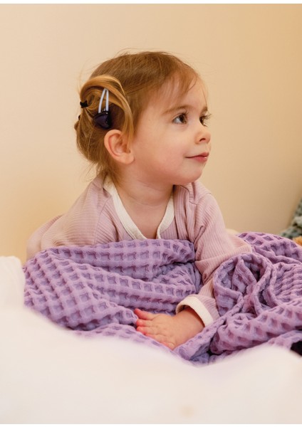 Lila Organik Pamuk Waffle Çocuk Odası Pike Örtü 160 x 220 cm fırsatları