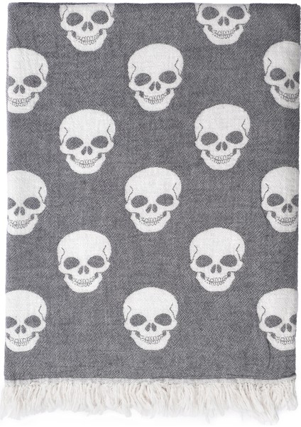 Skull Koltuk Şalı Siyah Throw Tek Kişilik Battaniye 130 x 170 cm