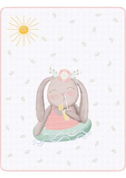 Loulou Organik Pamuk Biyeli Çift Taraflı Kız Bebek Müslin Battaniye