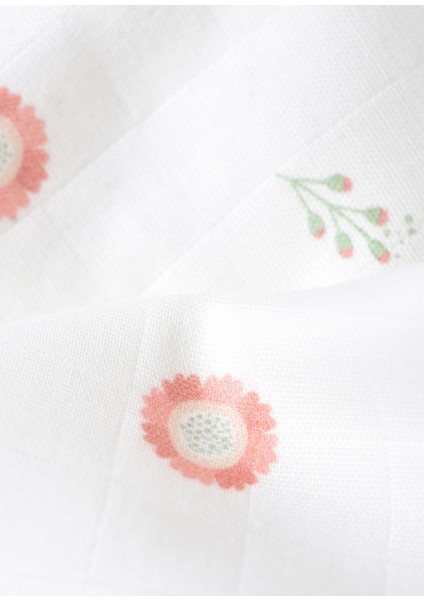 Loulou Organik Pamuk Biyeli Çift Taraflı Kız Bebek Müslin Battaniye