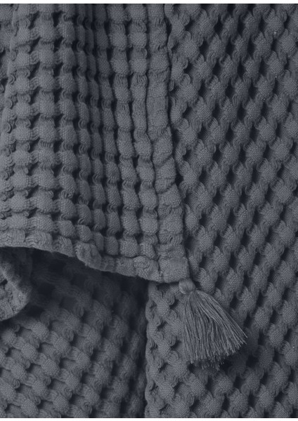 Koyu Gri %100 Organik Pamuk Tek Kişilik Waffle Pike Örtü 160 x 220 cm fiyatları