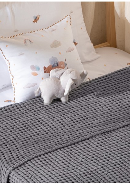 Koyu Gri %100 Organik Pamuk Tek Kişilik Waffle Pike Örtü 160 x 220 cm modelleri