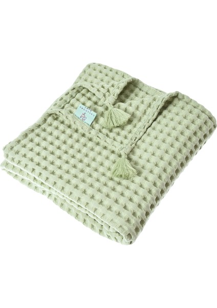 Mint Organik Pamuk Bebek Çocuk Waffle Pike Örtü 160 x 220 cm