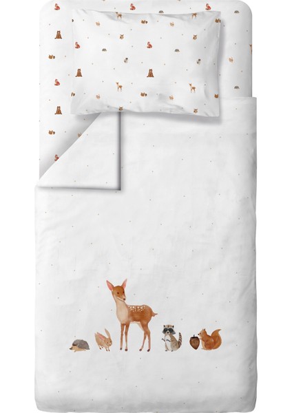 Forest Amigos %100 Organik Pamuk Saten Bebek Çocuk Nevresim Takımı 160 x 220 cm