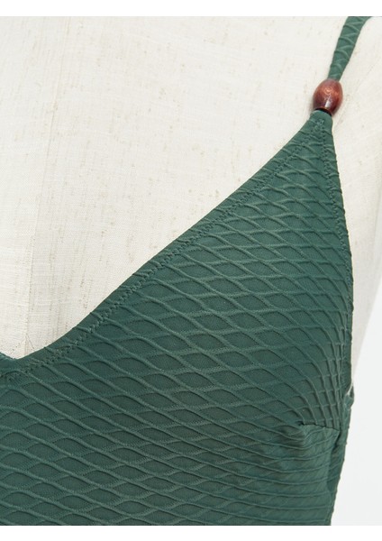 Yeni Sezon V Yaka Kendinden Desenli Kadın Mayo modelleri