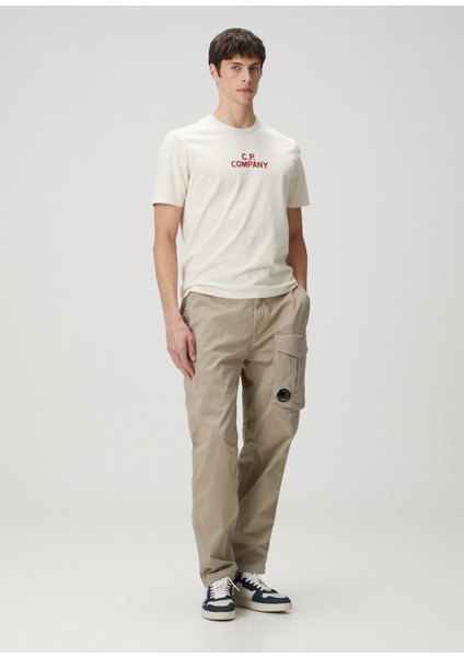 Açık Bej Logo Baskılı Jersey T-Shirt fiyatları