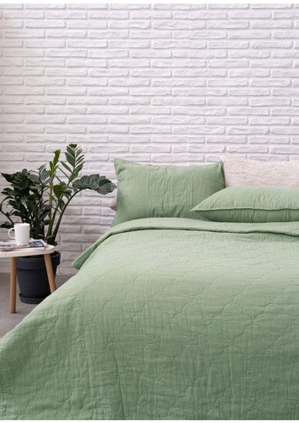 Serenity Mint Yeşili Keten Kapitoneli Çift Kişilik Yatak Örtüsü Takımı 240 x 260 cm fiyatları