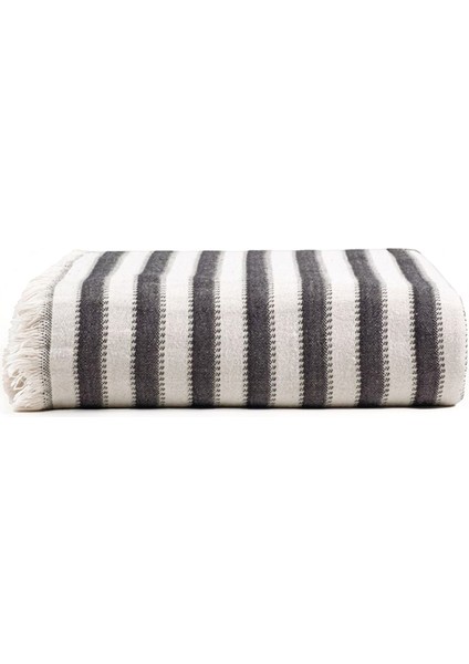 Thorne Natural / Siyah %100 Pamuk Çift Kişilik Yatak Örtüsü 230 x 230 cm
