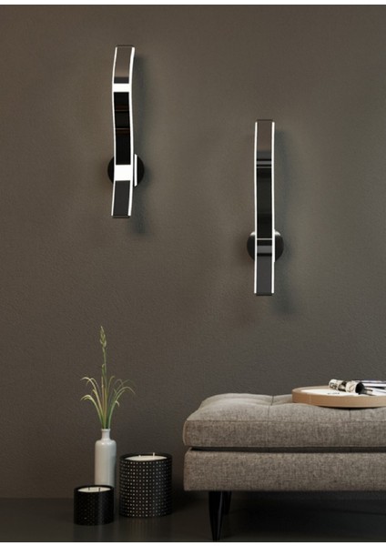 Oslo Platin Beyaz Paslanmaz Akrilik LED Aplik modelleri