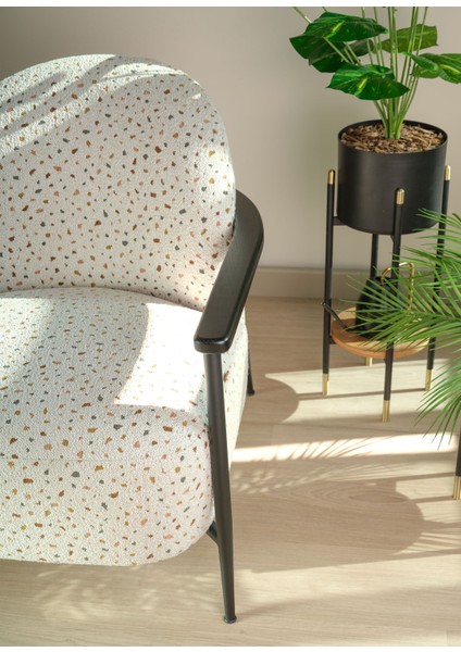 Meder Siyah Terrazzo Desenli Metal Berjer modelleri