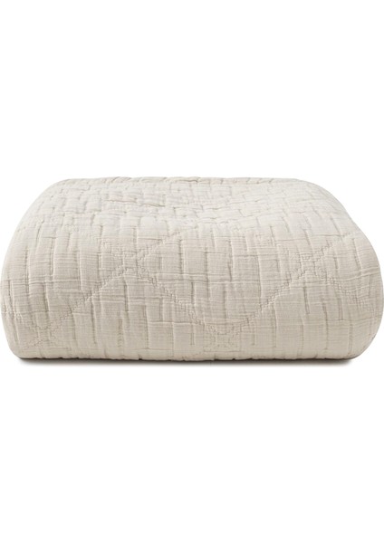 Atik Nougat Bej Pamuklu Dolgulu King Size Yatak Örtüsü 240 x 240 cm