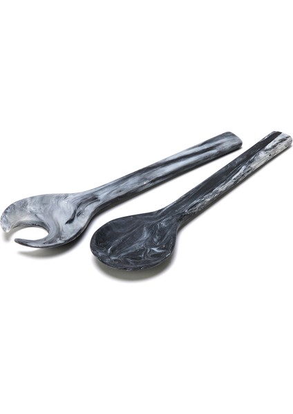 Resin Siyah Klasik 2'li Salata Servis Seti