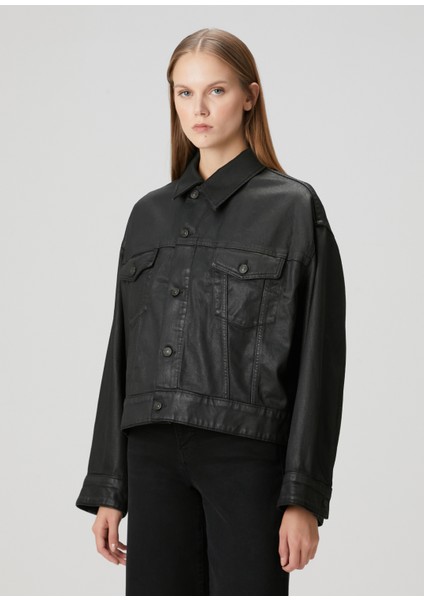 Oli Siyah Crop Trucker Ceket modelleri