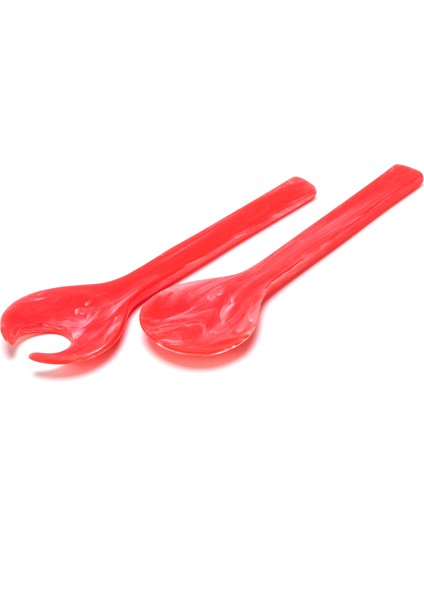 Resin Kırmızı Klasik 2'li Salata Servis Seti