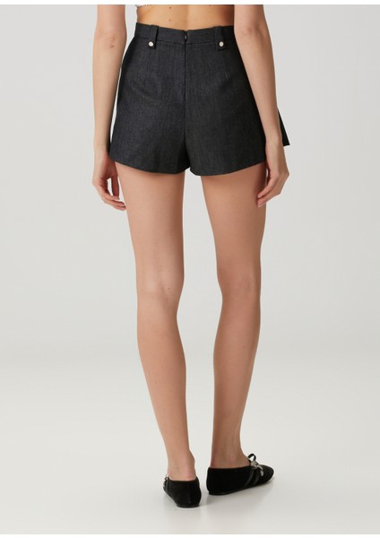 Siyah Pileli Denim Şort Etek fırsatları