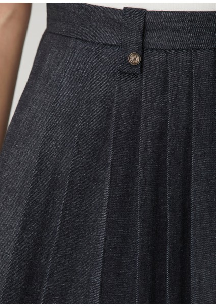 Siyah Pileli Denim Şort Etek indirimleri