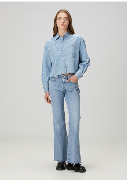 Chambray Mavi Taşlı Denim Gömlek fiyatları