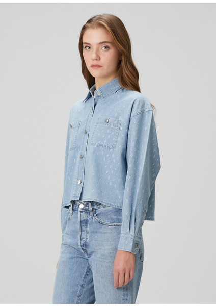 Chambray Mavi Taşlı Denim Gömlek modelleri