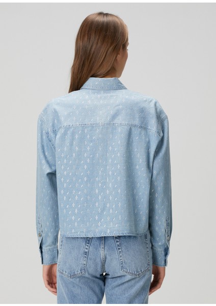 Chambray Mavi Taşlı Denim Gömlek fırsatları