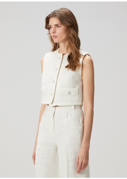 Vadere Ekru Tweed Yelek modelleri