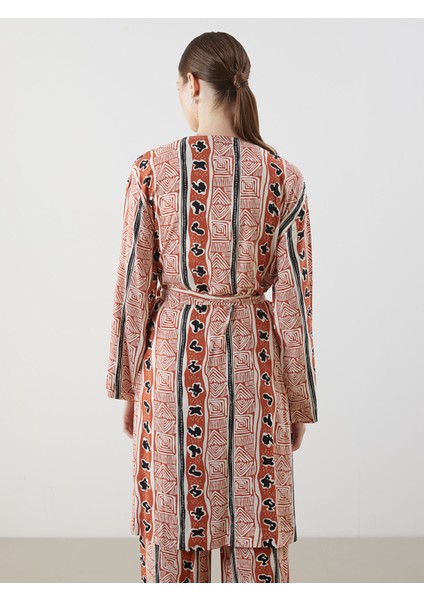 Yeni Sezon Şal Yaka Desenli Oversize Kadın Kimono fırsatları