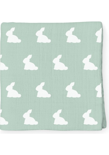 %100 Pamuk Mono Lapin Matcha Green Müslin Bebek Bakım Örtüsü 100 x 100 cm
