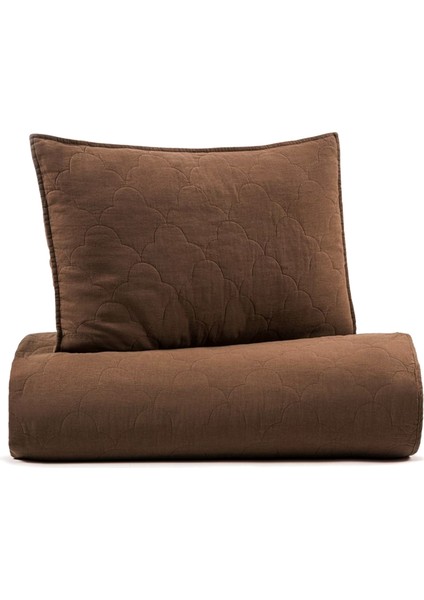 Serenity Kahverengi Keten Kapitoneli King Size Yatak Örtüsü Takımı 240 x 260 cm