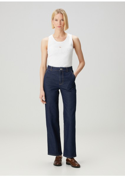 Lacivert Straight Leg Jean Pantolon