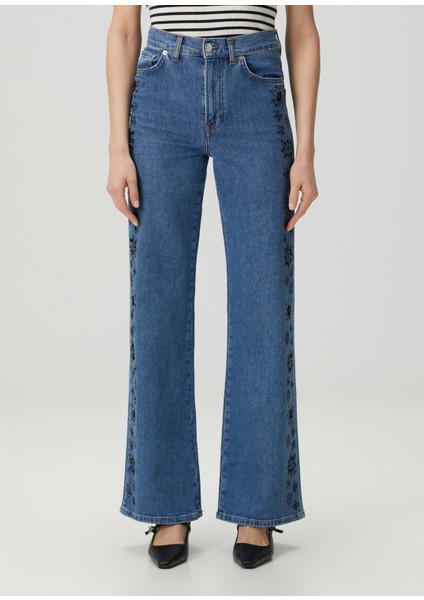 Pekin Mavi Flared Jean Pantolons fiyatları