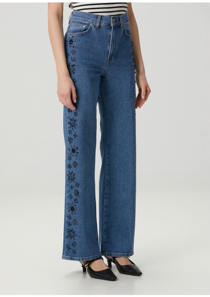 Pekin Mavi Flared Jean Pantolons modelleri