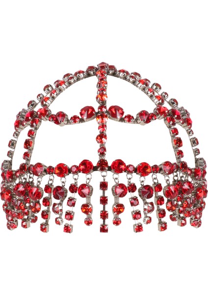 Boleyn Bone Kırmızı Gümüş Kaplama Kristal Taşlı Kadın Saç Aksesuarı