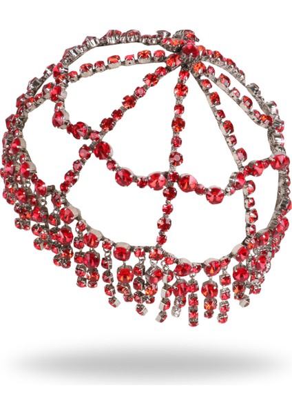 Boleyn Bone Kırmızı Gümüş Kaplama Kristal Taşlı Kadın Saç Aksesuarı fiyatları