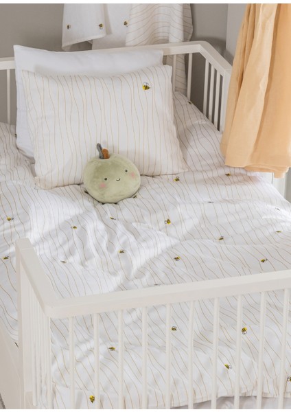 Happy Bee %100 Organik Pamuk Saten Nakışlı Bebek Çocuk Nevresim Takımı 100 x 150 cm fırsatları