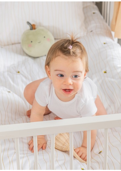 Happy Bee %100 Organik Pamuk Saten Nakışlı Bebek Çocuk Nevresim Takımı 100 x 150 cm indirimleri