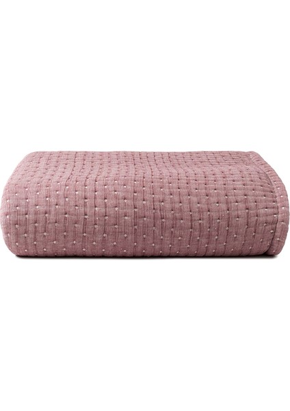 Rust Lila %100 Pamuk Noktalı King Size Yatak Örtüsü 240 x 260 cm