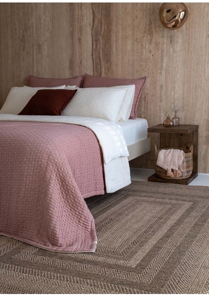 Rust Lila %100 Pamuk Noktalı King Size Yatak Örtüsü 240 x 260 cm fiyatları