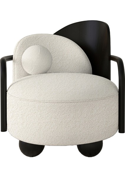 Ear Siyah Ekru Teddy Top Yastıklı Berjer