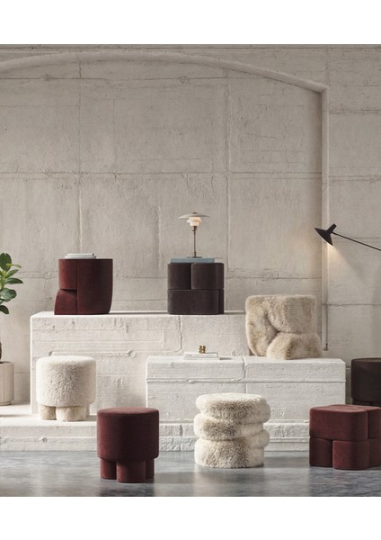 Boo Kahverengi Kadife Puf modelleri