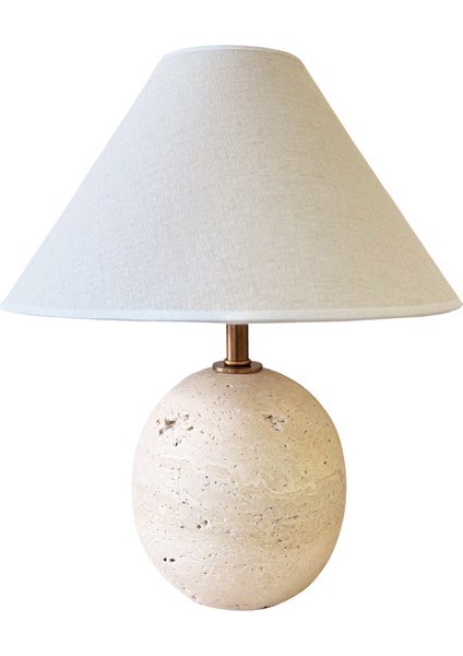 Round Bej Doğal Taş Küçük Boy Abajur