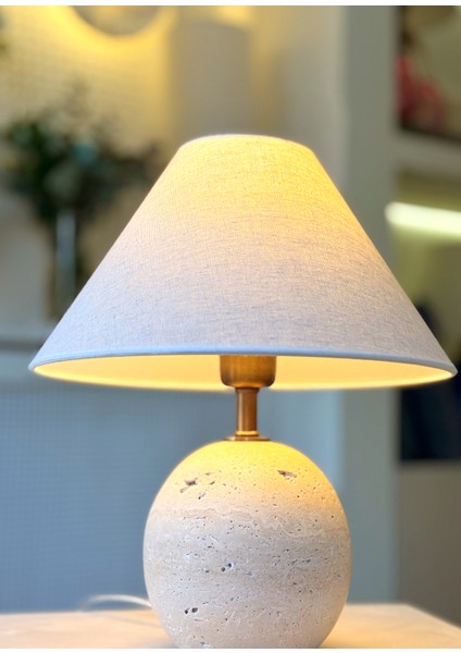 Round Bej Doğal Taş Küçük Boy Abajur modelleri