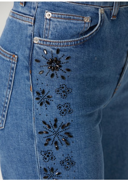 Pekin Mavi Flared Jean Pantolons indirimleri