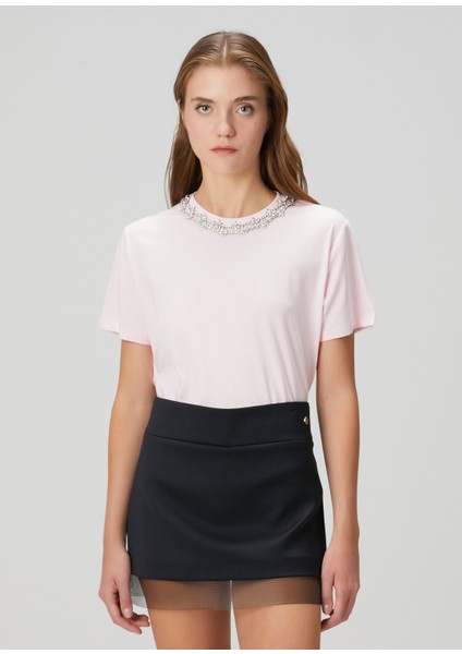Pembe Taşlı Kısa Kollu T-Shirt modelleri